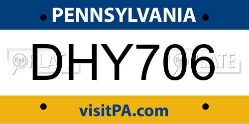 DHY706 Pennsylvania License Plate