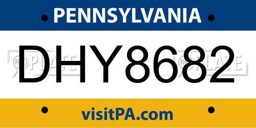 DHY8682 Pennsylvania License Plate