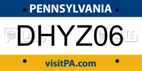 DHYZ06 Pennsylvania License Plate