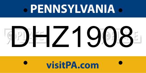 DHZ1908 Pennsylvania License Plate