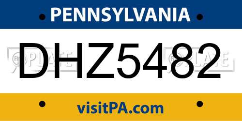 DHZ5482 Pennsylvania License Plate