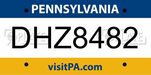 DHZ8482 Pennsylvania License Plate