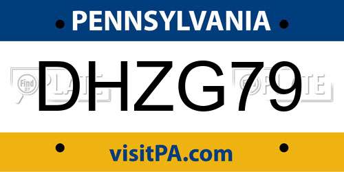 DHZG79 Pennsylvania License Plate