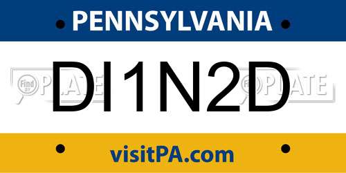 DI1N2D Pennsylvania License Plate