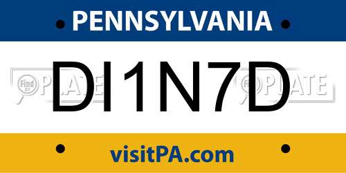 DI1N7D Pennsylvania License Plate
