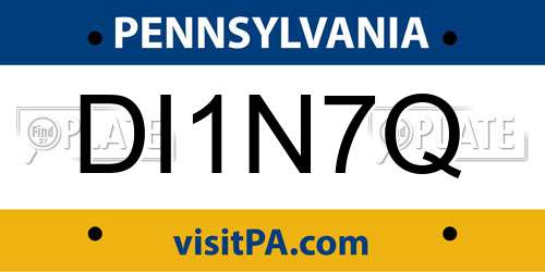 DI1N7Q Pennsylvania License Plate