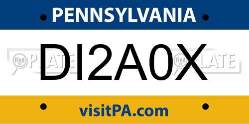 DI2A0X Pennsylvania License Plate