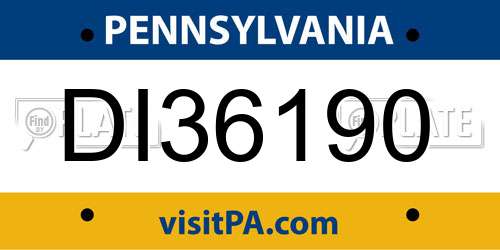 DI36190 Pennsylvania License Plate