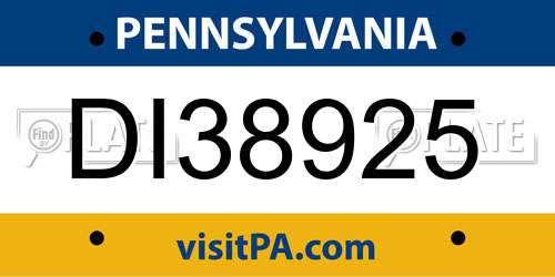 DI38925 Pennsylvania License Plate