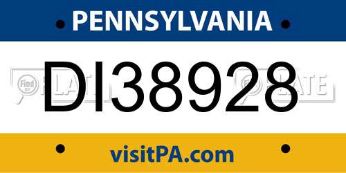DI38928 Pennsylvania License Plate