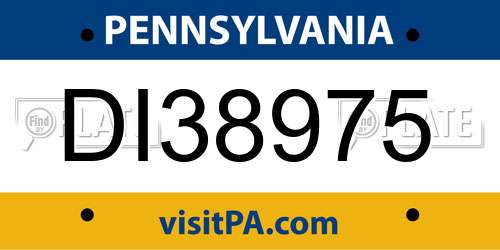 DI38975 Pennsylvania License Plate