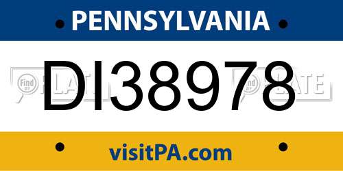 DI38978 Pennsylvania License Plate