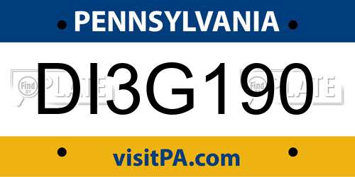 DI3G190 Pennsylvania License Plate