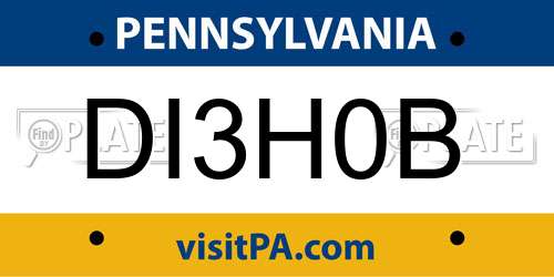 DI3H0B Pennsylvania License Plate