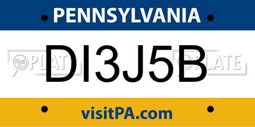 DI3J5B Pennsylvania License Plate