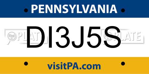 DI3J5S Pennsylvania License Plate