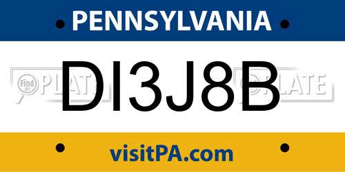 DI3J8B Pennsylvania License Plate