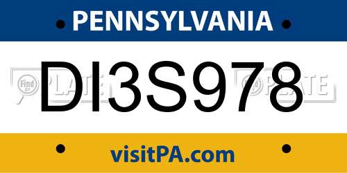 DI3S978 Pennsylvania License Plate