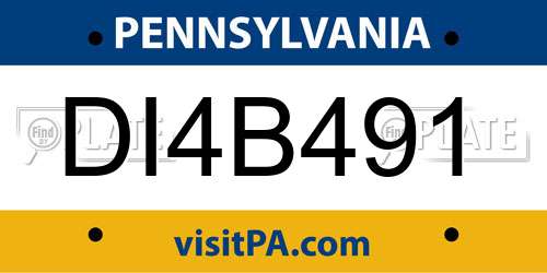 DI4B491 Pennsylvania License Plate