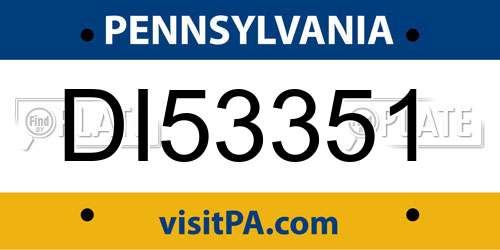 DI53351 Pennsylvania License Plate
