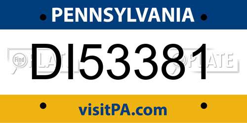 DI53381 Pennsylvania License Plate