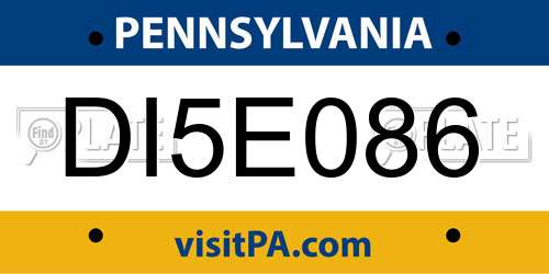 DI5E086 Pennsylvania License Plate