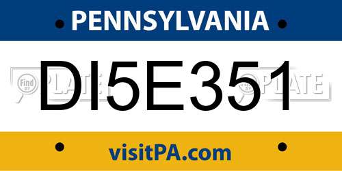 DI5E351 Pennsylvania License Plate