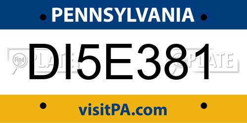 DI5E381 Pennsylvania License Plate