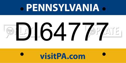 DI64777 Pennsylvania License Plate