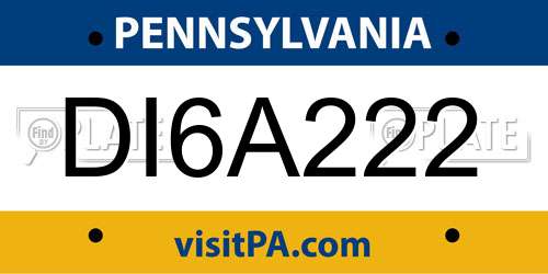 DI6A222 Pennsylvania License Plate