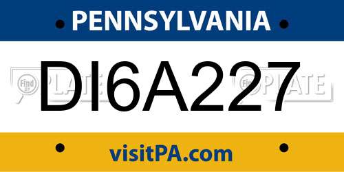 DI6A227 Pennsylvania License Plate