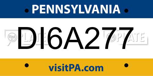 DI6A277 Pennsylvania License Plate