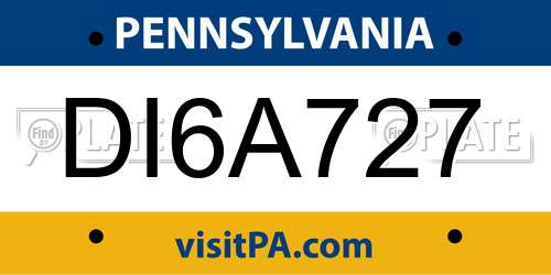 DI6A727 Pennsylvania License Plate