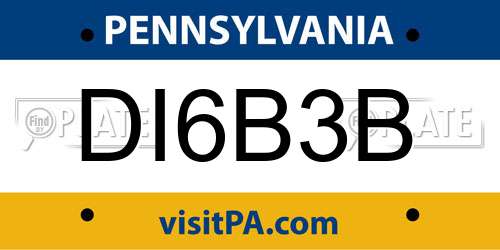 DI6B3B Pennsylvania License Plate