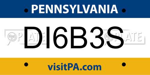 DI6B3S Pennsylvania License Plate