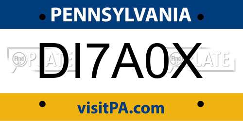 DI7A0X Pennsylvania License Plate