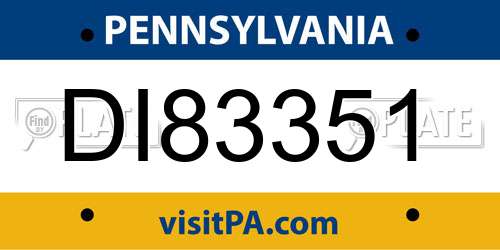 DI83351 Pennsylvania License Plate