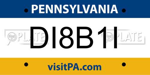 DI8B1I Pennsylvania License Plate