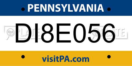 DI8E056 Pennsylvania License Plate