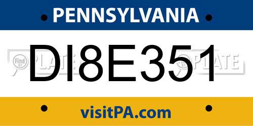 DI8E351 Pennsylvania License Plate