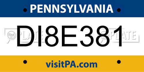 DI8E381 Pennsylvania License Plate