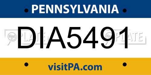 DIA5491 Pennsylvania License Plate