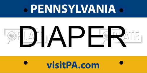 DIAPER Pennsylvania License Plate