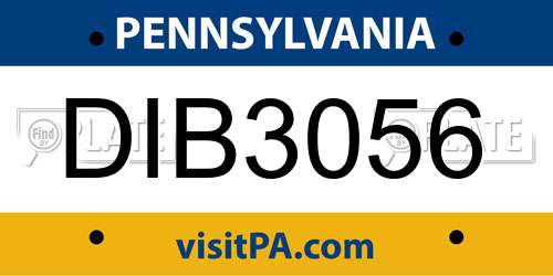 DIB3056 Pennsylvania License Plate