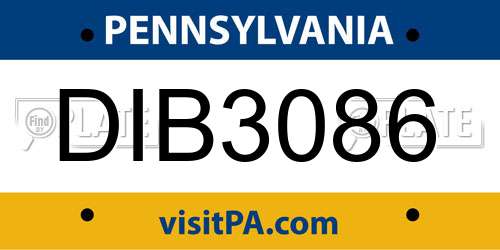 DIB3086 Pennsylvania License Plate