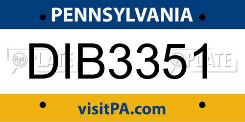DIB3351 Pennsylvania License Plate