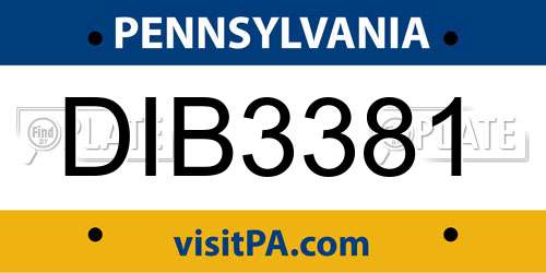DIB3381 Pennsylvania License Plate