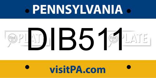 DIB511 Pennsylvania License Plate