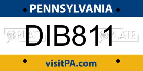 DIB811 Pennsylvania License Plate