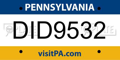 DID9532 Pennsylvania License Plate